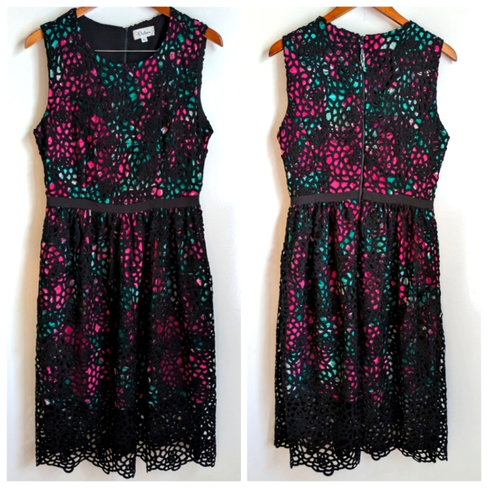 Anthropologie Black Crochet Lace "Terrace Sheeth Dress" by Wolven Pockets 10 - Picture 4 of 16